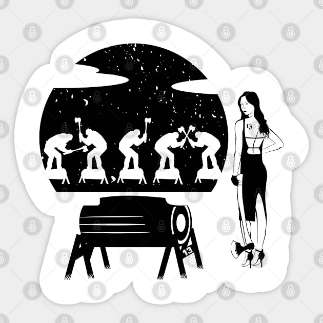 Woodchopping woman Sticker by mailboxdisco